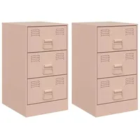 VidaXL Nachttische 2 Stk. Rosa 34,5x39x62 cm Stahl
