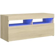 vidaXL TV-Schrank mit LED-Leuchten 90x35x40 cm Braun Holz