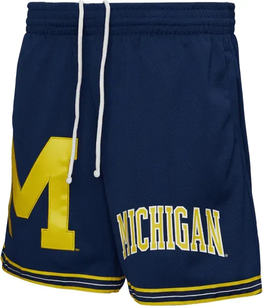 Mitchell and Ness NCAA Team Origins 7 Inch Mesh VNTG Logo University of Michigan Short Blau