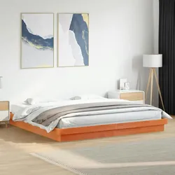 vidaXL Massivholzbett mit LED-Beleuchtung Wachsbraun 180x200 cm Kiefer