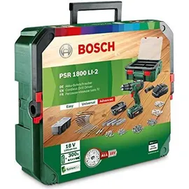 Bosch PSR 1800 LI-2 inkl. 2 x 1,5 Ah Akku + 241-tlg. Zubehör-Set