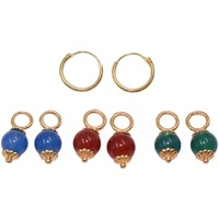 Firetti Paar Creolen »Multipack Schmuck Geschenk Gold 585 Ohrschmuck Ohrringe«, (Set, 8 tlg.), Made in Germany - mit Achat - Einhänger abnehmbar, 84718049-0 gelbgoldfarben-blau-rot-grün + blau-rot-grün