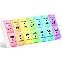 Opret Deutsche Tablettenbox 7 Tage 2 Fächer Morgens Abends, Abnehmbar Pillendose, Pillenbox Medikamentenbox 7 Tage Tabletten Wochenbox Tablettendose Tablettenbox 14 Fächer
