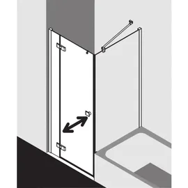 Kermi Mena Seitenwand verkürzt mit Wandprofil METVP075173PK 75 x 179 cm, schwarz soft, ESG klar Clean, neben Badewanne