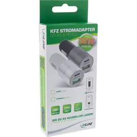 InLine USB KFZ Ladegerät Quick Charge 3.0 12/24V DC 5V/3A Schwarz/Weiß