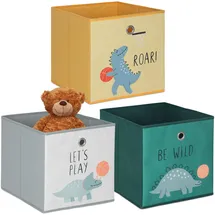 Relaxdays Faltbox Kinder Aufbewahrungsboxen 30 x 30 x 30 cm 3-tlg. bunt