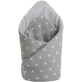 Medi Partners Steckkissen 100% Baumwolle 75x75cm Einschlagdecke Babyhörnchen doppelseitig weich ganzjährig multifunktional antiallergisch Babys (Sternen mit grauen Punkten)