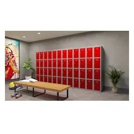 Phoenix Spind Locker grau, rot PL1430GRK, 4 Schließfächer 30,0 x 50,0 x 183,0 cm