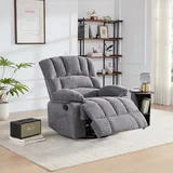 HONEYOU Drehbarer Liegesessel, OKIN-Rahmen-Liegesessel, Oversized 360°-Wippstühle, Wippender Liegesessel, Überpolsterter manueller Gleit-Liegesessel, Einzelsessel für Wohnzimmer, Schlafzimmer, Grau