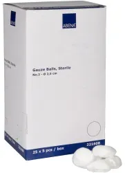 ABENA® Mulltupfer, 17-fädig, steril, weiß 221608 , 1 Packung = 25 Beutel à 5 Stück, Nr. 2 -Ø 25 mm