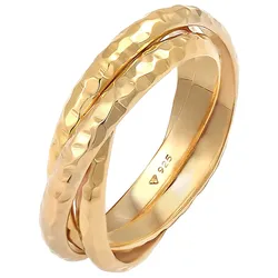 Elli Basic Wickelring Klassik Gehämmert 925 Silber Ringe   Damen 