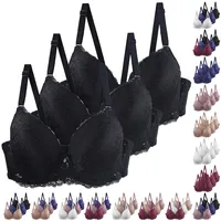 DMATAP 3er Pack BH Damen Bh Ohne Bügel Spitze Maximizer Push Up Bh Nahtlos Sexy Bh Dirndl Bh Push Up Bh Verlängerung 2 Haken Still Bh Große Brüste - 90C