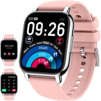 Smartwatch mit Telefonfunktion, 1,85-Zoll-Touchscreen-Smartwatch, Fitnessuhr mit Blutdruckmessgerät, Herzfrequenzmesser, SchrittzähleruhrAndroid IOS - Rosa