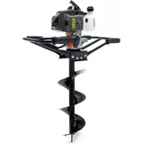 Wiltec Set Benzin Erdlochbohrer 2 Personen mit 250 mm Bohrschnecke, 2,2 kW 3 PS 63,3ccm Pfahlbohrer Pflanzenbohrer