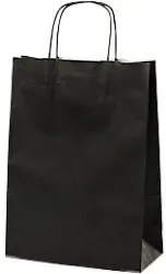 Papiertüte Gewundener Griff 240 x 110 x 330 mm 8,7 L Schwarz 200 Stück