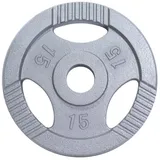 GORILLA SPORTS Hantelscheiben Einzeln/Set, Tri-Grip, 30/50mm, Gusseisen, Silber/Schwarz, Hanteln Set, Gewichtsscheiben, Gewichte von 0,5kg bis 30kg, für Krafttraining silberfarben 15 kg