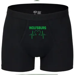 multifanshop Herren Boxer Short - Wolfsburg - Herzschlag - Druck grün - Unterwäsche