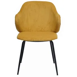 Moderne Stühle in Goldgelb und Schwarz Cordbezug (2er Set)