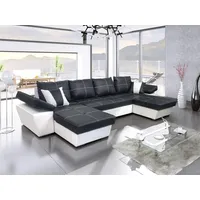 Ecksofa mit Schlaffunktion Espanya U 330 cm x 158 cm - Wohnlandschaft U-Form - XXL Sofa mit 2 Bettkasten - Schlafsofa - Schwarz/Weiß - Kunstleder oder Stoff - Modern 19