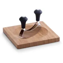 Zeller Bamboo Kräuterbrett mit Wiegemesser, 20 x 20 cm 25295 , Material: Bambus, natur