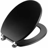 Dynamic24 Universal MDF WC Sitz Deckel matt mit Metallscharnieren mit Holzkern (MDF) Klodeckel Toilette WC-Brille Toilettendeckel ohne Absenkautomatik (Schwarz)