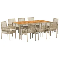 VidaXL 9-teilige Garten Essgruppe mit Kissen in Beige aus