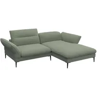 FLEXLUX Ecksofa Salino, Funktionssofa mit Recamiere, Relaxsofa, Ecksofa, Sofa mit Arm- und Kopfteil-Verstellungen, Kaltschaum & Stahl-Wellen grün