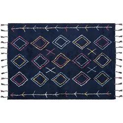 Teppich Baumwolle schwarz 140 x 200 cm geometrisches Muster CORUM