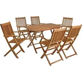 Estexo Gartenmöbel Set Sitzgruppe Gartentisch Eckig 6 Stühle mit Armlehne Sitzgarnitur