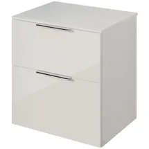 Bernstein Tim 60 cm für Aufsatzwaschbecken - Badmöbelfarbe Weiß glänzend Griff Chrom, Waschtischplatte Weiß, Glänzend