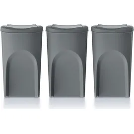 Prosperplast Sortibox Mülleimer Mülltrennsystem Abfalleimer Behälter 3x35L, Grau
