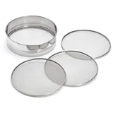 de Buyer - Edelstahlsieb mit 4 auswechselbaren Siebeinsätzen (3mm/ 2mm/ 1mm/ 0,5mm Durchmesser) - 4605.21, Silber