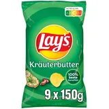 Lay's Kräuterbutter – Knusprig gewürzte Kartoffelchips für eine gelungene Party (9 x 150 g)