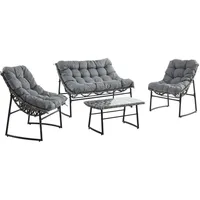 vente-unique Garten Sitzgruppe: 1 2-Sitzer-Sofa, 2 Sessel - 1 Couchtisch - Anthrazitgrau - JONAH von MYLIA