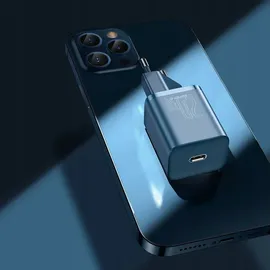 Baseus Super Si 1C Schnellladegerät Usb Type C 20W + Usb Type C - iPhone Kabel 1m Blau