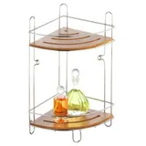 Testrut axentia Eckregal Bonja in Braun, Hängeregal aus nachhaltigem Bambus, verchromtes Badregal mit zwei Böden