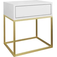 Beautysofa Nachtschrank, Weiß, Gold, Holzwerkstoff, 1 Schubladen, 45x50x35 cm,