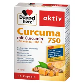 Doppelherz Aktiv Curcuma 750 mit Curcumin + Vitamin D3 1000 I.E. Kapseln 30 St.