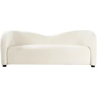 Beliani Sofa Samtstoff Weiß Geschwungene Form Veltada