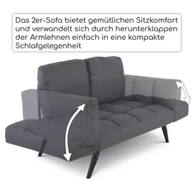 RABURG Schlafsofa, 2-Sitzer, mit Gästebett-Funktion, mit klappbarer 2-in-1-Funktion: Sofa und Gästebett, Metallbeine, Stoff, in Dunkelgrau,