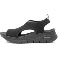 Skechers Damen Arch FIT Darling Days Sandals, Schwarzer Mylar-Strick, 42 EU - 42 EU