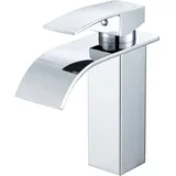 Auralum - Hochdruck-Wasserfall-Wasserhahn, Badezimmer-Mischbatterie, Badezimmer-Wasserhahn, Einhebelmischer, Waschbecken-Wasserhahn, Badezimmer, Chrom