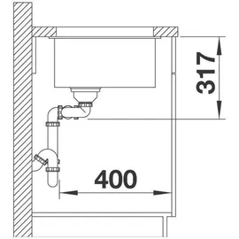 Blanco Subline 430/270-U links schwarz + Handbetätigung + InFino