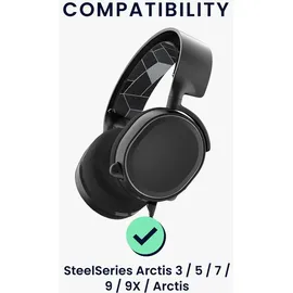 kwmobile 2x Ohr Polster für SteelSeries Arctis 3 / Arctis 5 / Arctis 7 / Arctis 9 / Arctis 9X Ohrpolster - Ersatz Ohrpolster - Kopfhörer Ersatzte... - Schwarz
