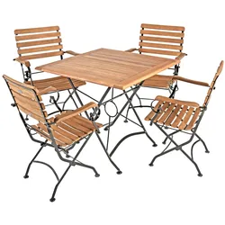 5-tlg. Holz Tischgruppe WIEN Garten Möbel Sitzgruppe Sitzgarnitur Gartenset Set