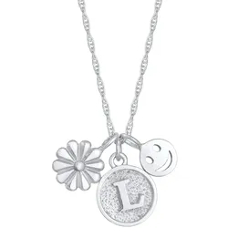 Elli Blume Flower mit Smiling Face Disc Buchstabe L 925 Silber silberfarben Damen 