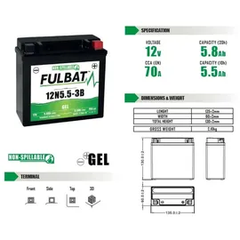 Fulbat 12N5.5-3B 5,8 Ah 55 A