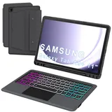 ROOFEI Galaxy Tab A9+/A9 Plus 11'' Hülle mit Tastatur QWERTZ : 3-Zonen-7-Farbige Beleuchtung Tastatur mit Trackpad - Tastatur Hülle mit Kickstand für Samsung Galaxy Tab A9+ 2023 (SM-X210/X215/X216B)