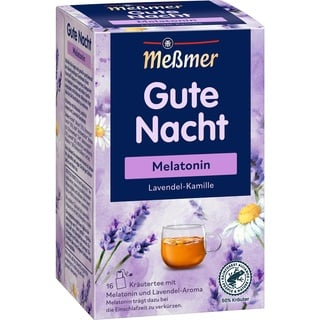 Meßmer Gute Nacht | Melatonin | 16 Teebeutel | Glutenfrei | Laktosefrei | Vegan