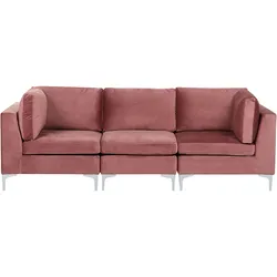 3-Sitzer Modulsofa Samtstoff rosa mit Metallbeinen EVJA